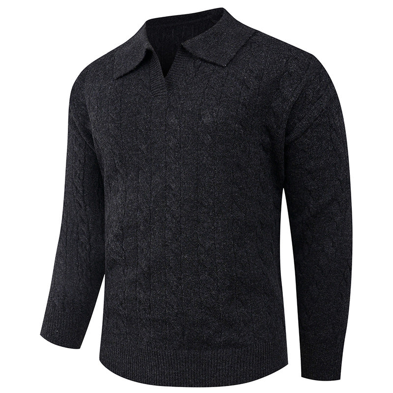 Herren Strickpullover mit modernem Zopfmuster und Polokragen ModeGeist