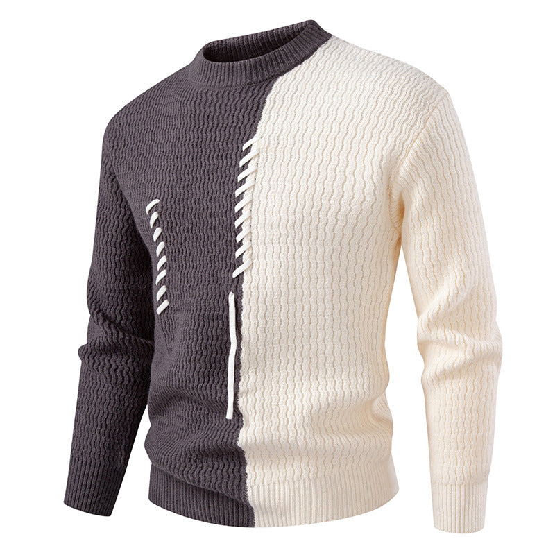 Herren Grobstrickpullover mit asymmetrischem Muster und dekorativem Detail ModeGeist