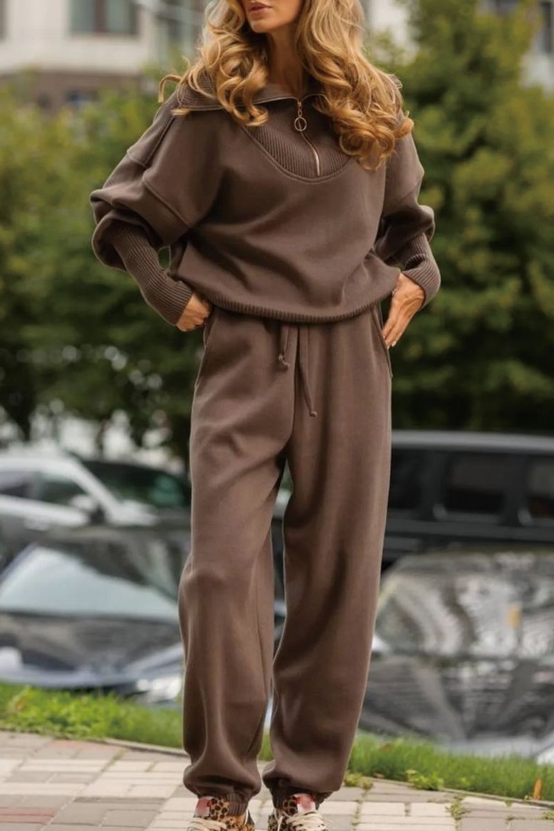 Damen Bequemes Loungewear-Set mit Hoodie und elastischem Bund ModeGeist