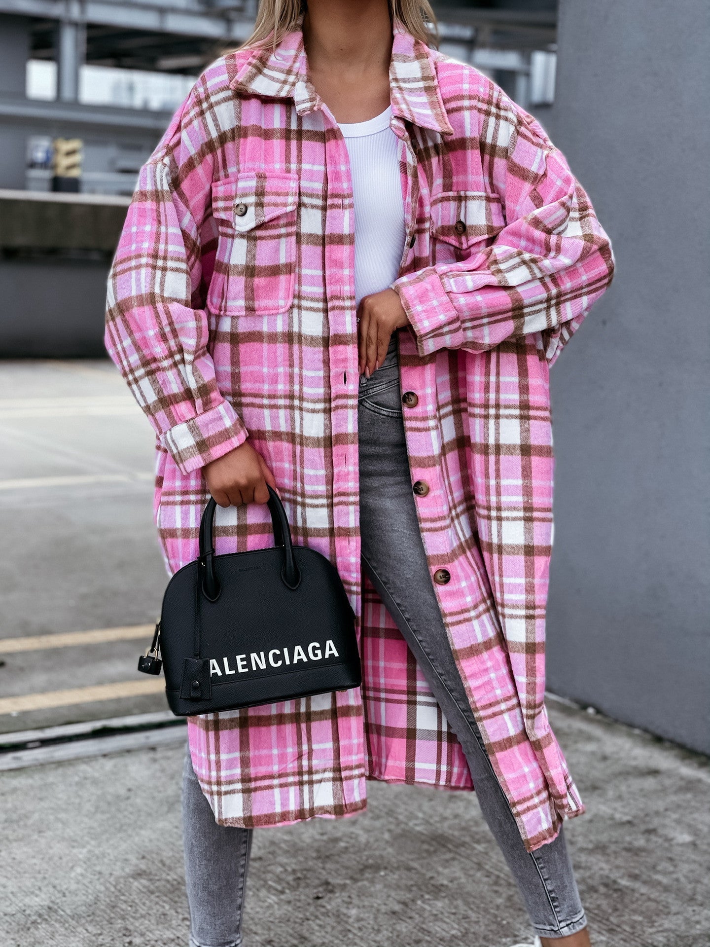 Damen Karierter Hemdblusenmantel aus weichem Baumwollmix ModeGeist