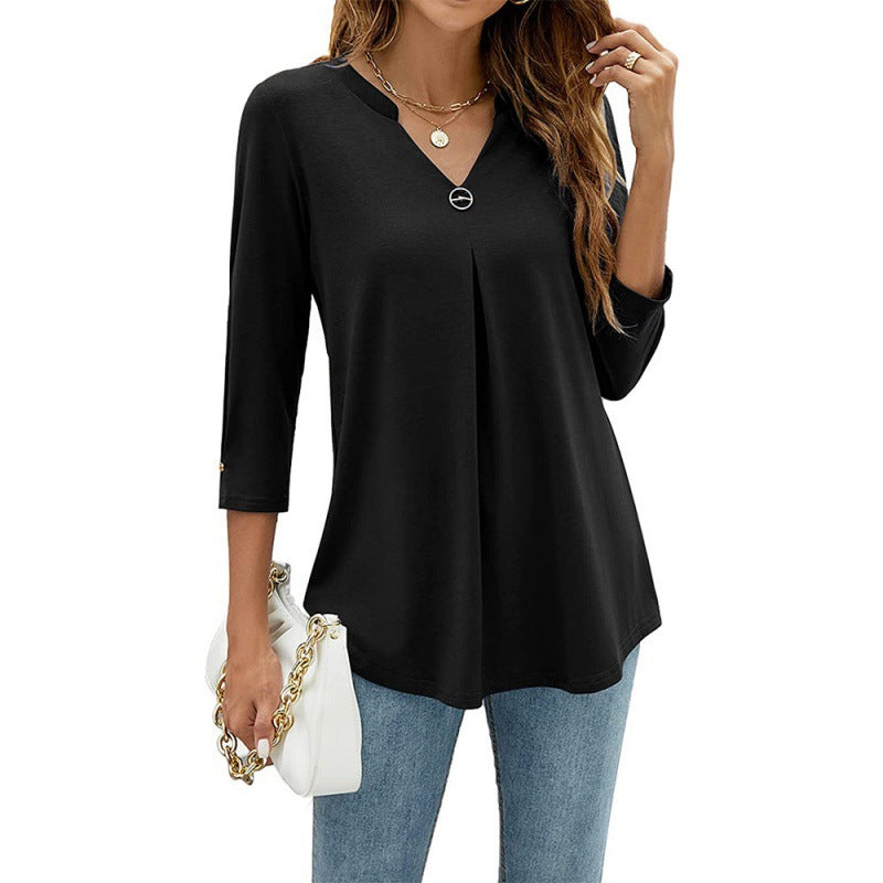 Modisches Damen Langarmshirt mit eleganter Knopfleiste und A-Linie Schnitt