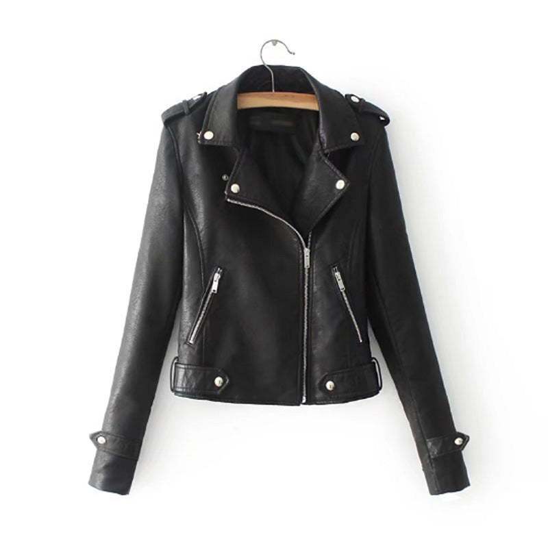 Damen stylische Kunstleder-Bikerjacke mit modischem Schnitt ModeGeist