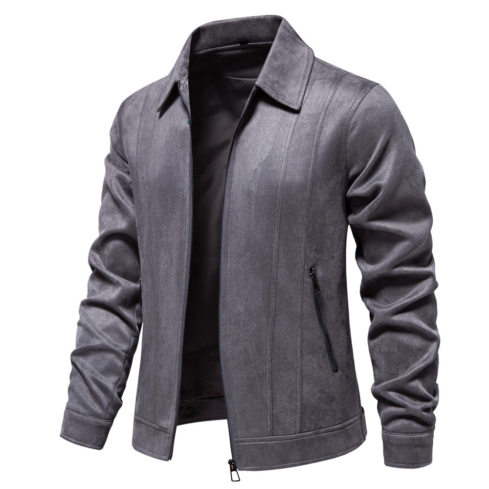 Herren Kunstlederjacke mit strukturiertem Design und seitlichen Reißverschlusstaschen ModeGeist