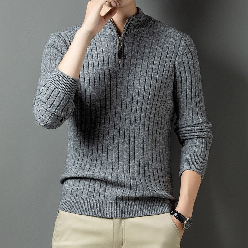 Herren Strickpullover mit modernem Stehkragen im Rippdesign ModeGeist