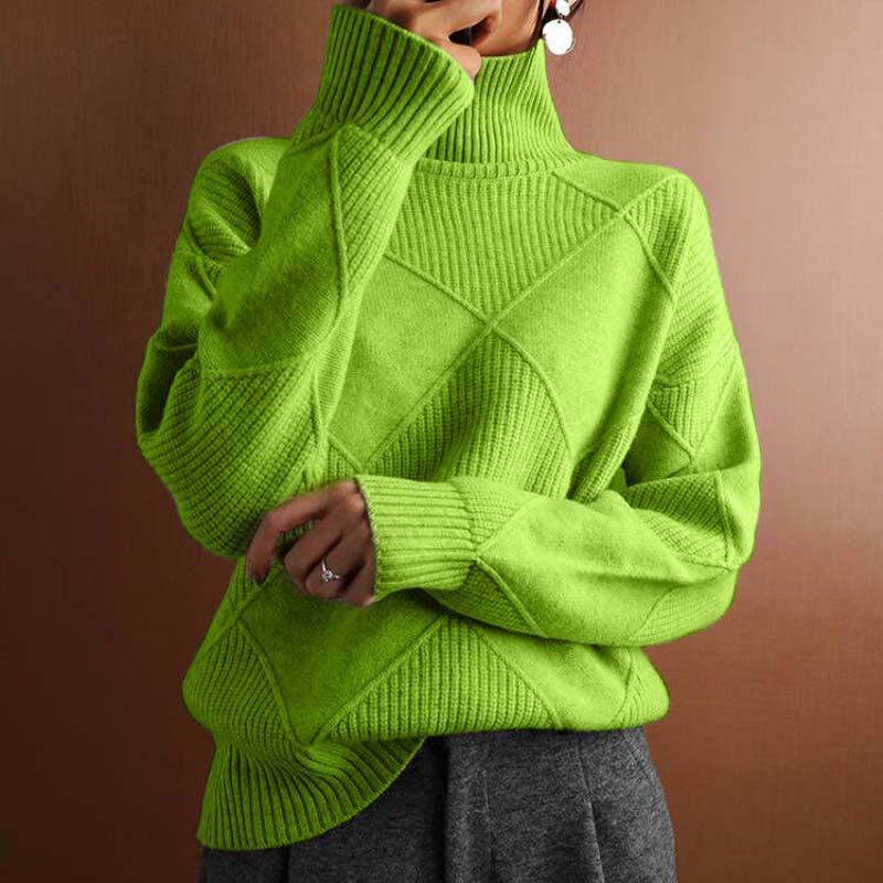 ModeGeist | Sweater - Damen Winter Hoher Hals Strickpullover
