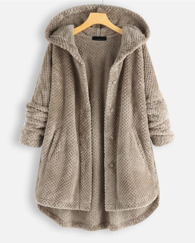 ModeGeist | Abgerundeter Saum Kapuzen Sweatshirtjacke