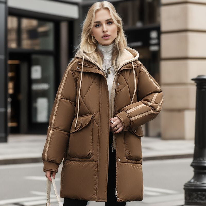 Damen gesteppte Winterjacke mit abnehmbarer Kapuze ModeGeist