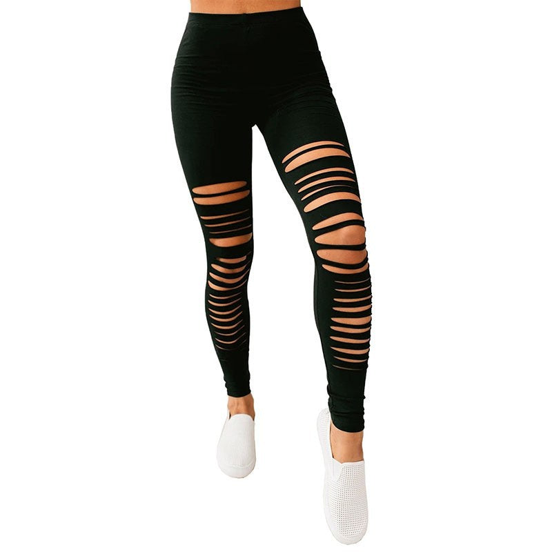 Damen Sportliche Leggings mit modischem Riss-Design ModeGeist