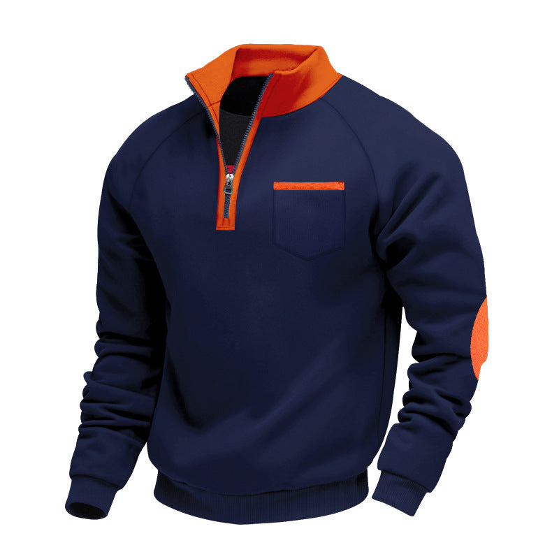 Herren Sweatshirt mit Stehkragen und praktischen Taschen ModeGeist