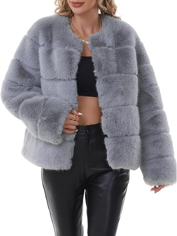 Damen trendige Kunstpelzjacke ModeGeist