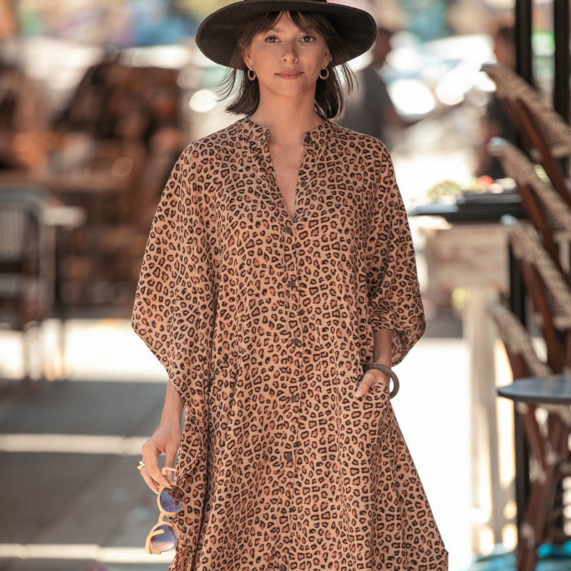 Modischer Kaftan für Damen mit Knöpfen und Seitentaschen