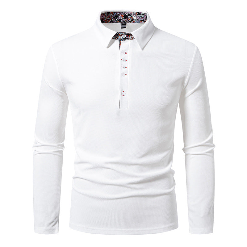 Herren Langarm Poloshirt mit außergewöhnlichem Kragen-Design ModeGeist