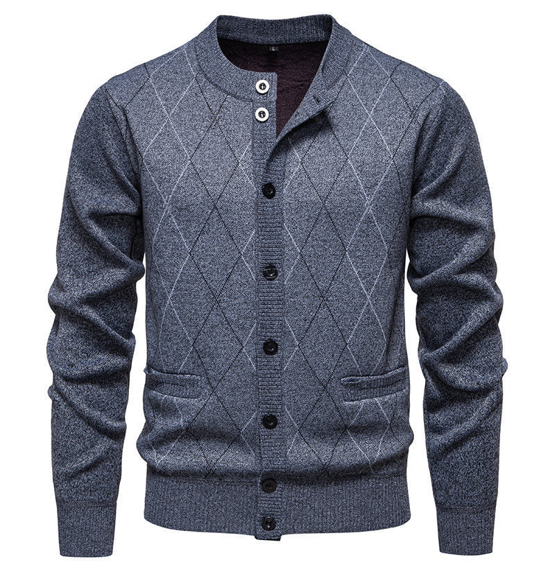 Herren stylische Strickjacke mit diamantförmigem Muster ModeGeist