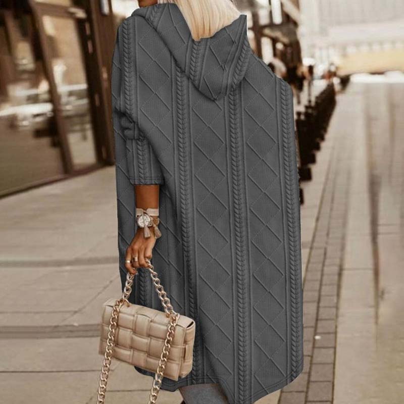 ModeGeist | Langer Strickcardigan mit Kapuze Acryl Bequem, Stilvoll