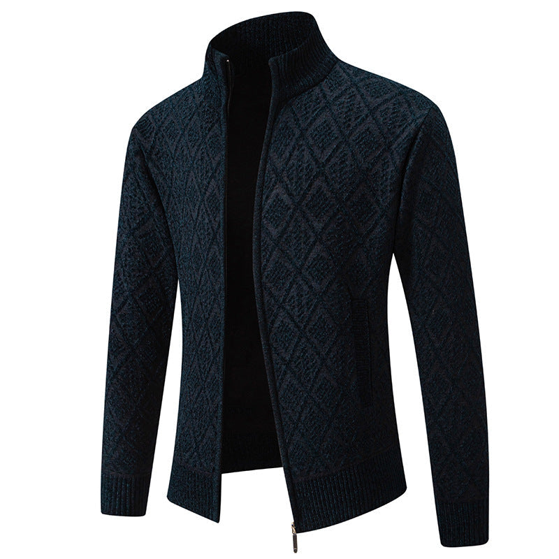 Herren Strickjacke mit strukturiertem Design und hohem Kragen ModeGeist