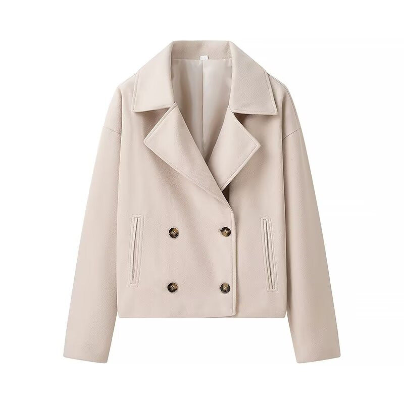 Damen Modische Doppelreiher-Wolljacke ModeGeist