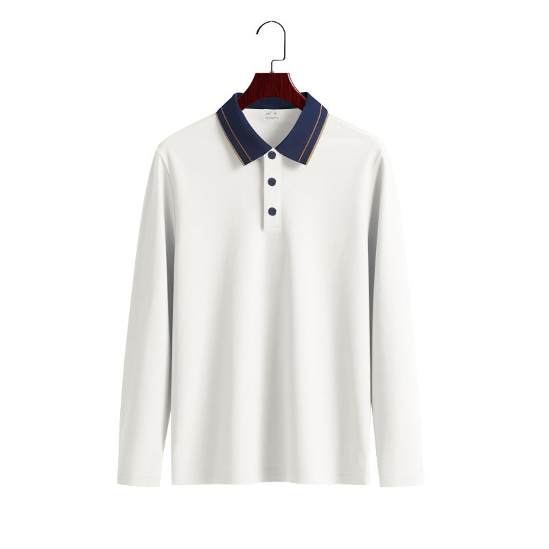 Herren Langarm-Poloshirt aus weichem Baumwollmix mit strukturiertem Kragen ModeGeist