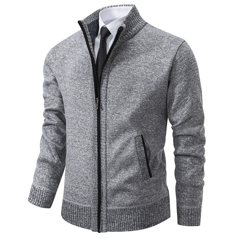 Herren sportliche Strickjacke mit Stehkragen und Reißverschluss ModeGeist
