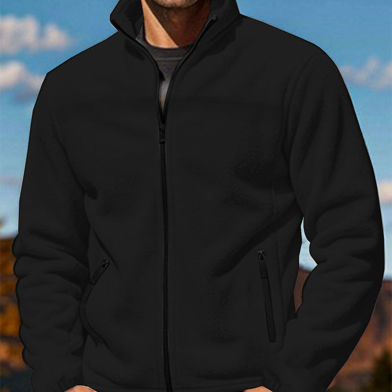 Herren Fleecejacke mit hochschließendem Kragen und Reißverschlusstaschen ModeGeist