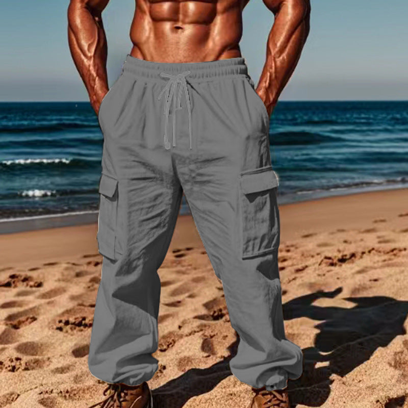Herren lässige Cargo-Hose mit praktischen Seitentaschen und elastischem Bund ModeGeist