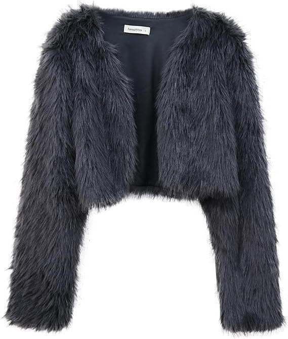 Damen Flauschige Kurzjacke mit offenem Schnitt ModeGeist