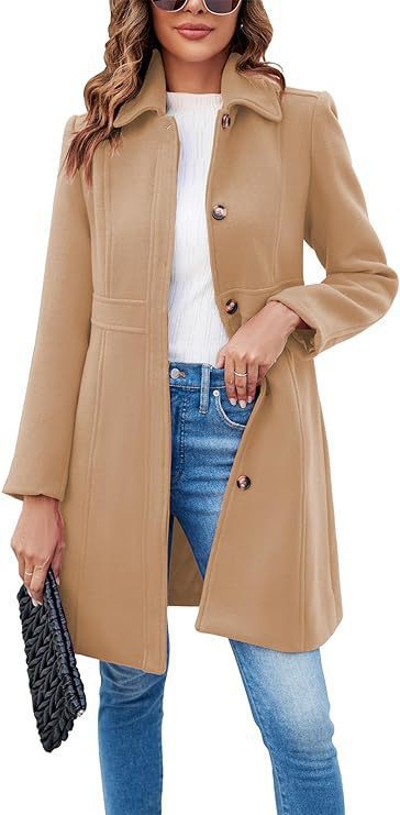 Damen klassischer Wollmantel mit modischem Schnitt und funktionalen Details ModeGeist