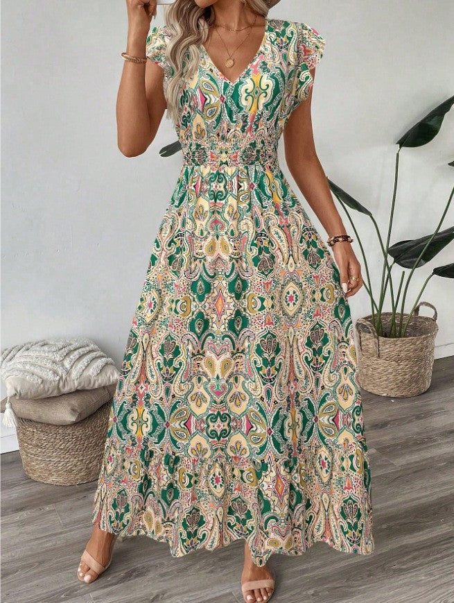 Maxikleid für Damen mit Stufenrock und Blumenmuster von MODEGEIST