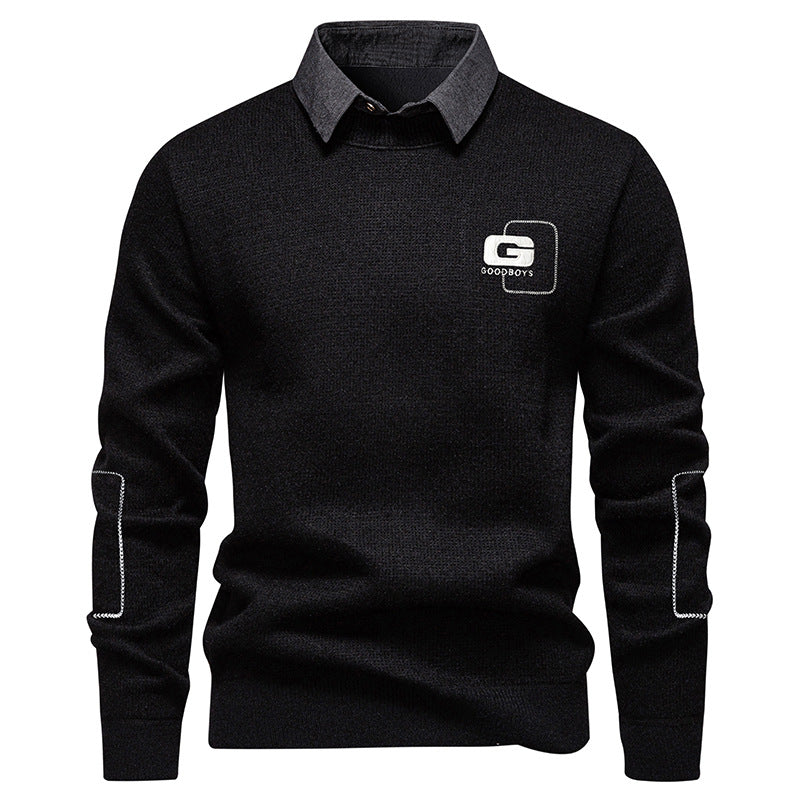 Herren eleganter Pullover mit Kragen und feinem Strickmuster ModeGeist