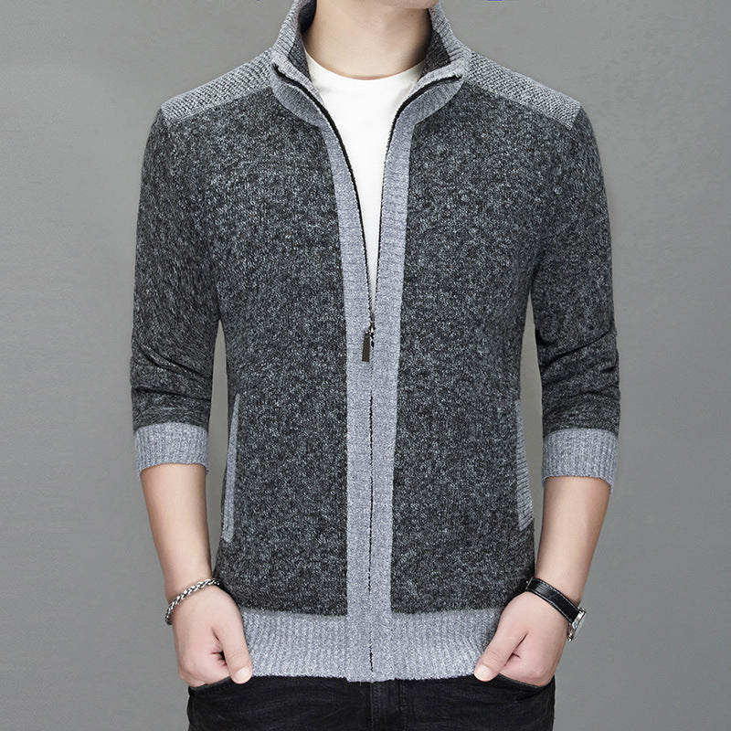 Herren Strickjacke mit modischem Zipper und hochgeschlossenem Kragen ModeGeist