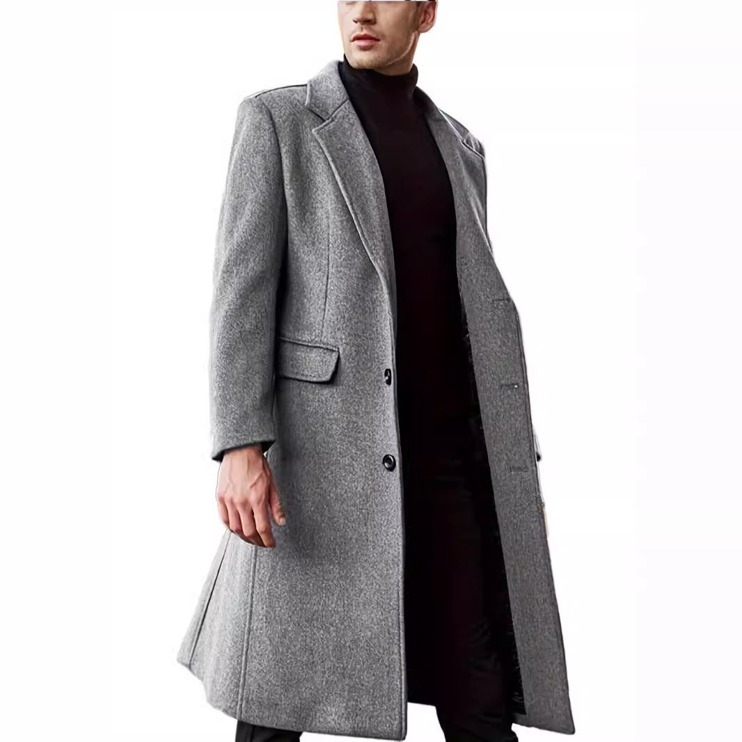 Herren eleganter lang geschnittener Wollmantel ModeGeist