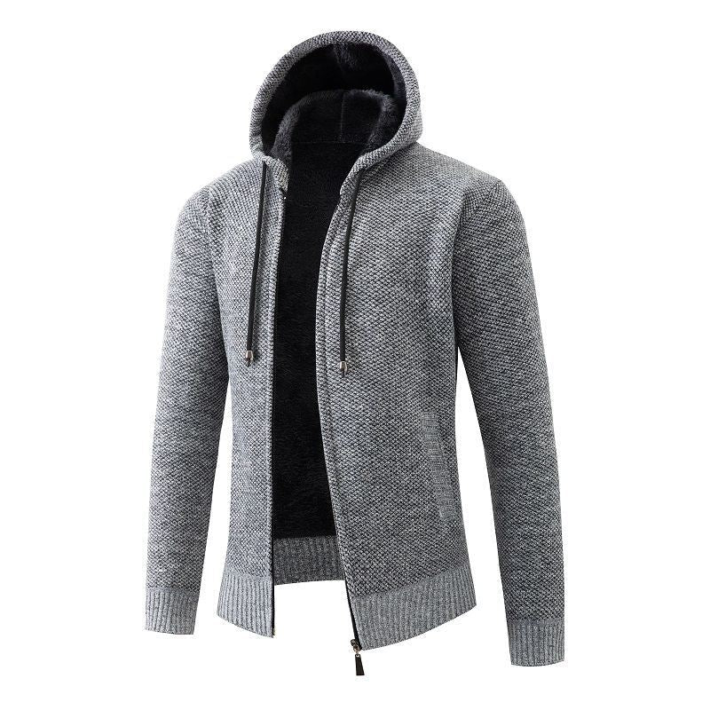 Herren gefütterte Strickjacke mit Kapuze ModeGeist