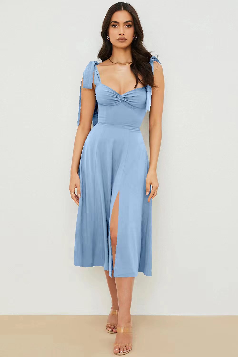 Modisches Damen Sommerkleid ohne Ärmel mit Schleifendetails