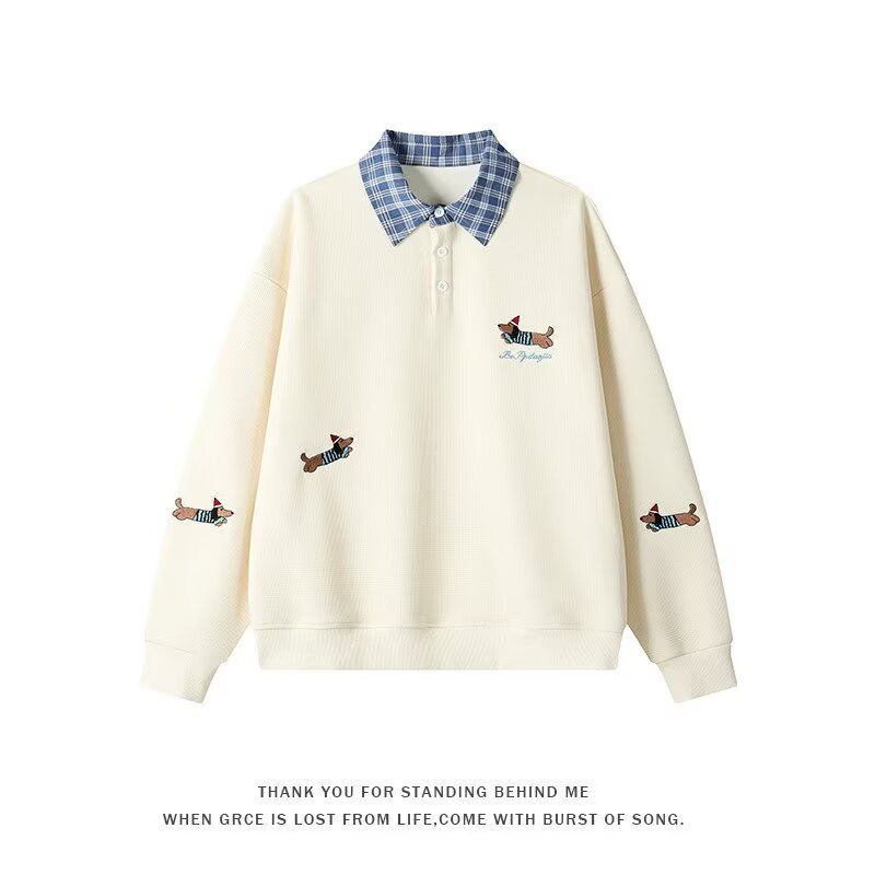 Damen Pullover mit stilvollem Karomuster und tierischem Motiv ModeGeist