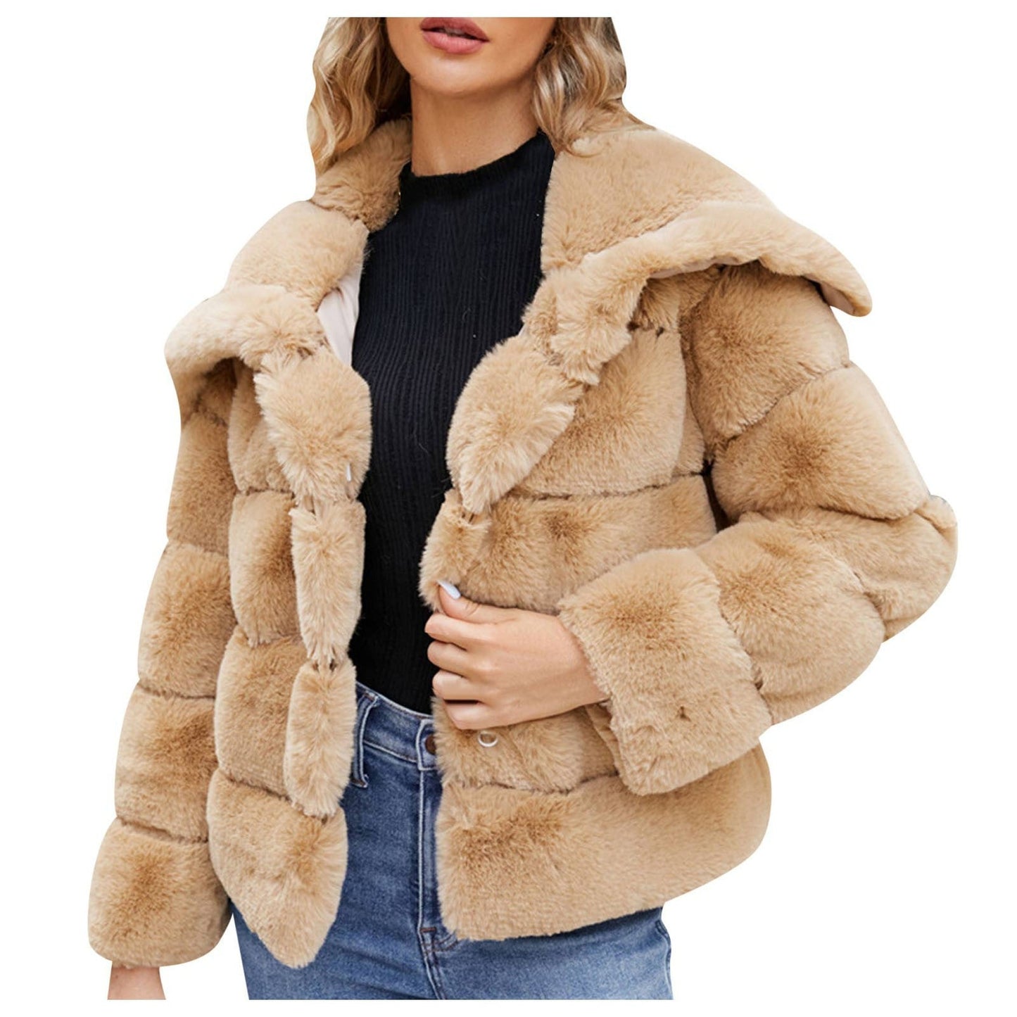 Damen Trendige Puffjacke mit weich gefüttertem Kunstfell ModeGeist