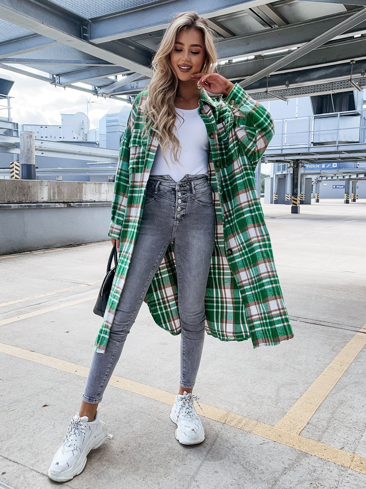 Damen Karierter Hemdblusenmantel aus weichem Baumwollmix ModeGeist