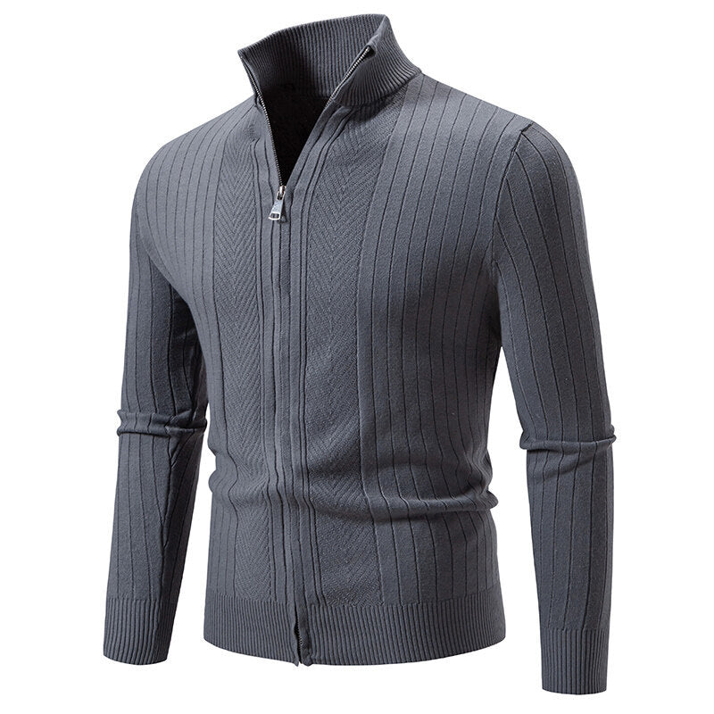 Herren Strickpullover mit modernem Reißverschluss und Rippenstruktur ModeGeist