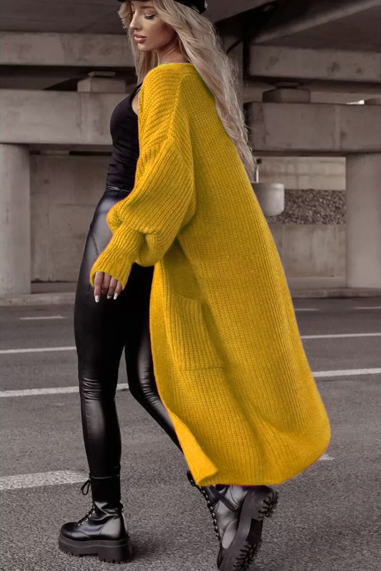 Damen Grobstrickmantel im lässigen Oversized-Stil mit tiefen Taschen ModeGeist