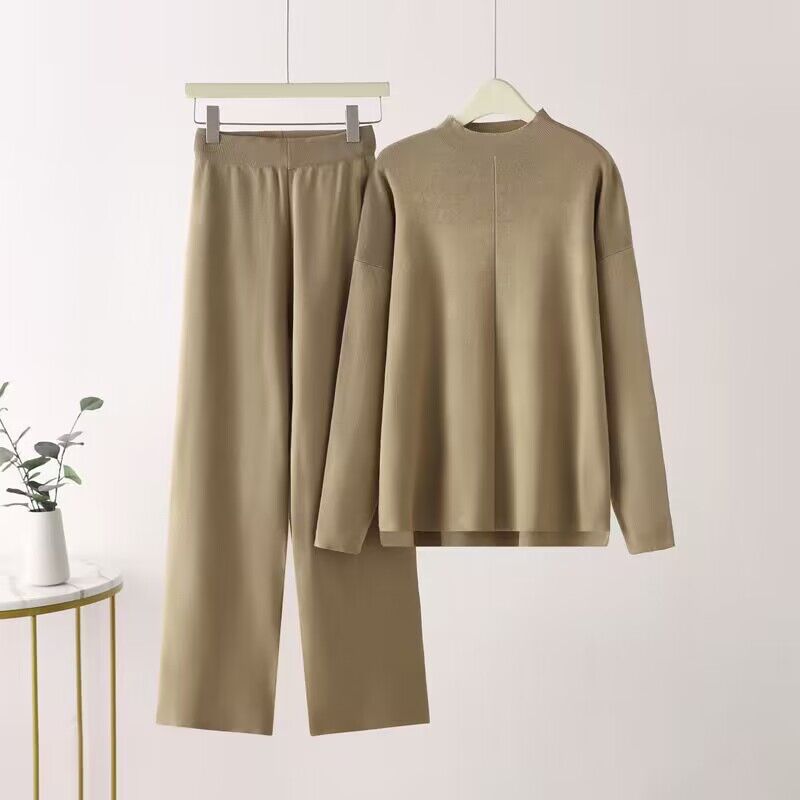 Damen elegantes Set aus langärmligem Oberteil und Palazzo-Hosen ModeGeist