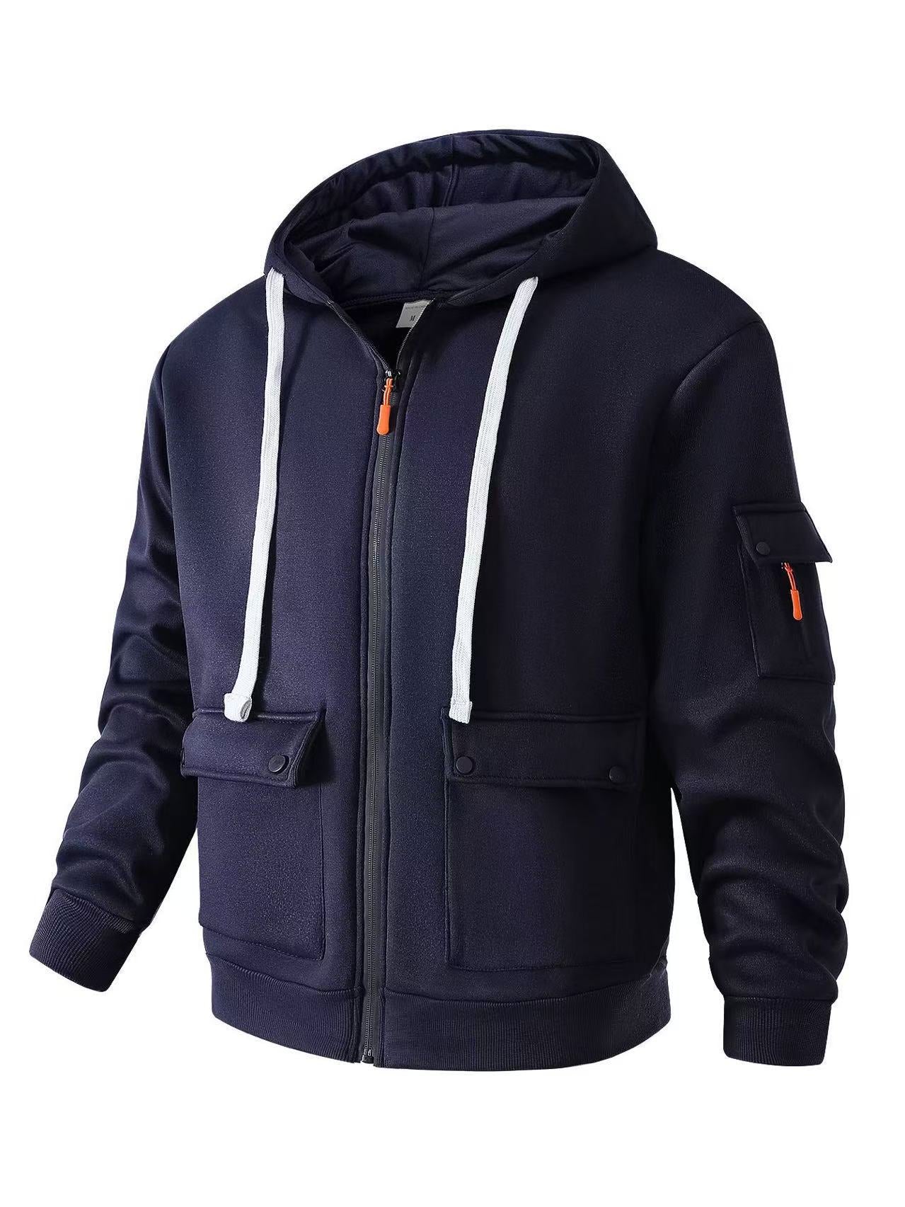 Herren funktionale Kapuzenjacke mit mehreren Taschen ModeGeist