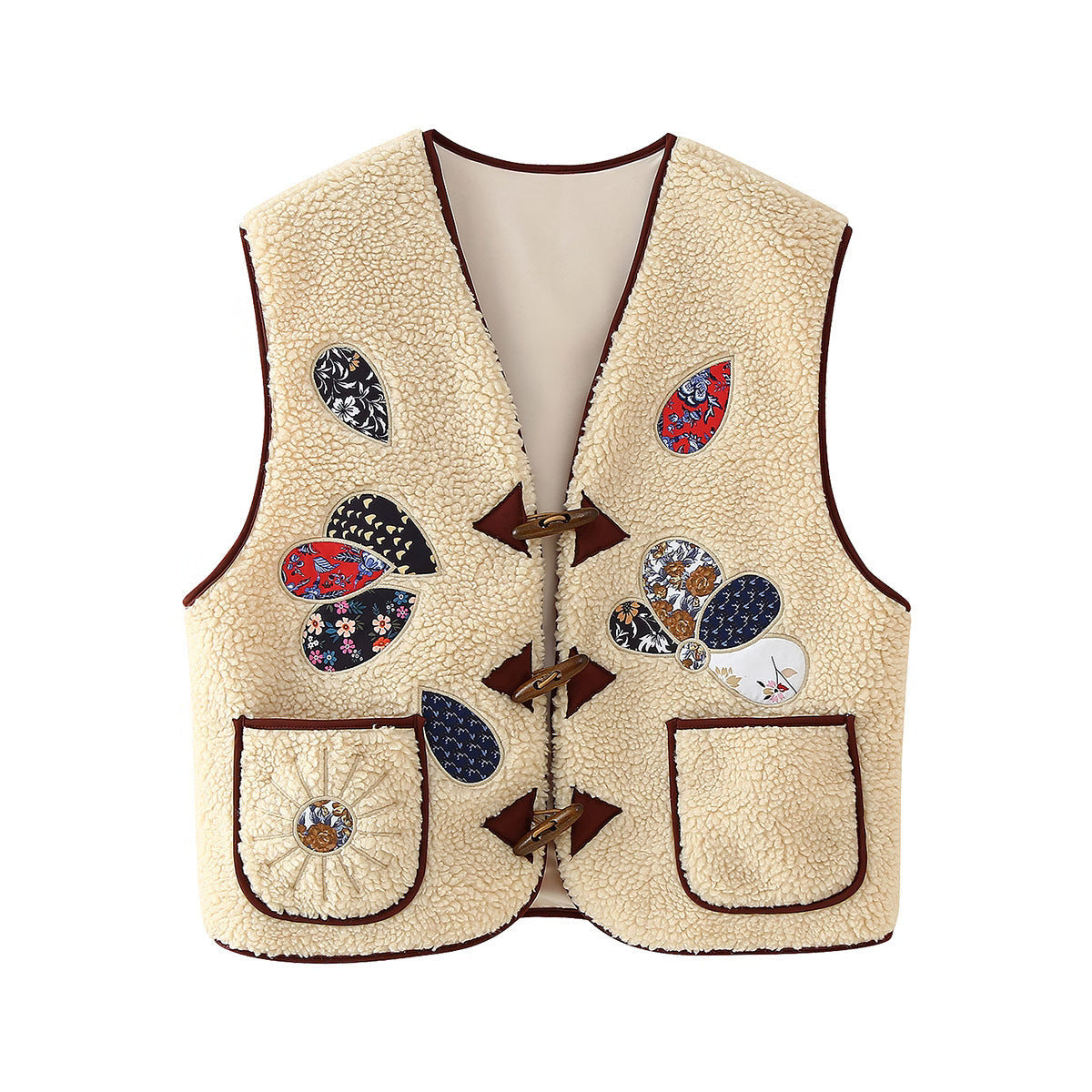 Damen Weste mit floralem Design und kuscheligem Fleece ModeGeist