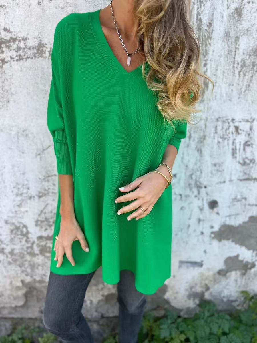 Damen Oversized V-Ausschnitt Pullover im luftigen Design ModeGeist