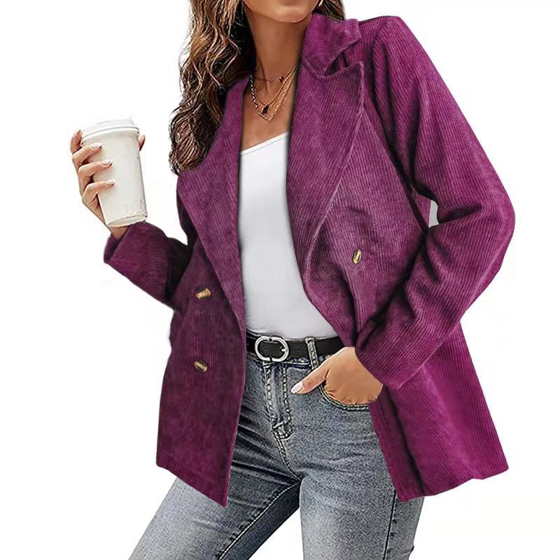 Damen Cordjacke im modernem Schnitt mit schickem Revers und zwei praktischen Taschen ModeGeist