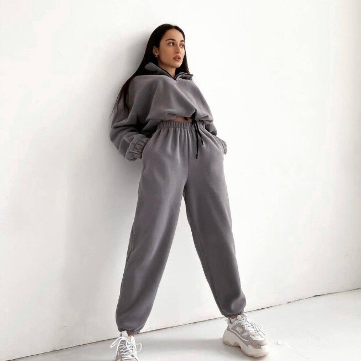 Damen Fleece-Pullover und Jogginghose mit engem Bund ModeGeist