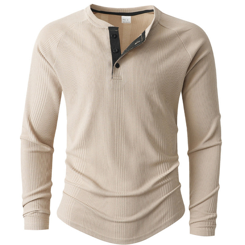 Herren Langarm Henley-Shirt mit strukturierter Oberfläche ModeGeist