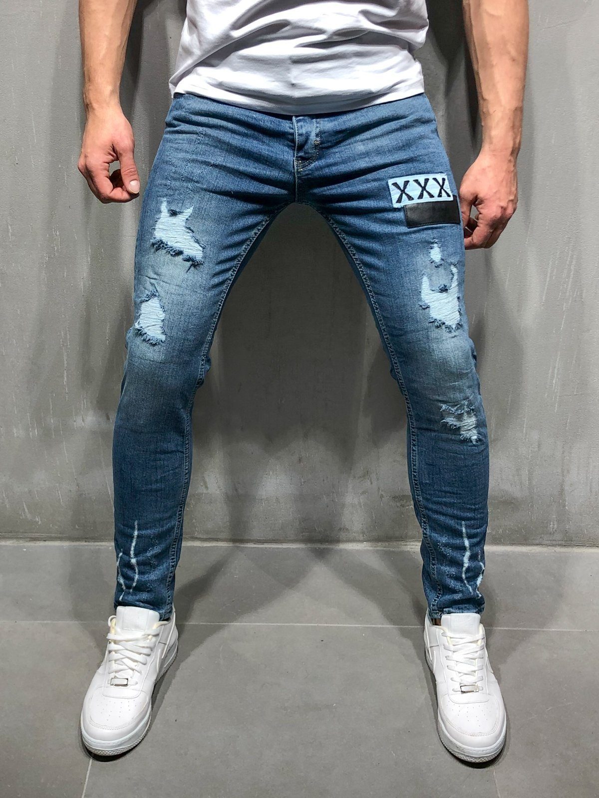 Herren Slim Fit Jeans mit modernen Destroyed-Effekten ModeGeist