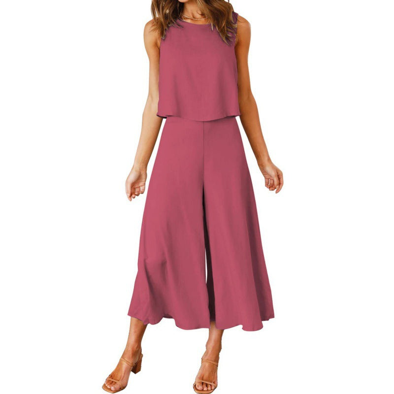 Damen Jumpsuit mit fließendem Schnitt und weitem Bein ModeGeist