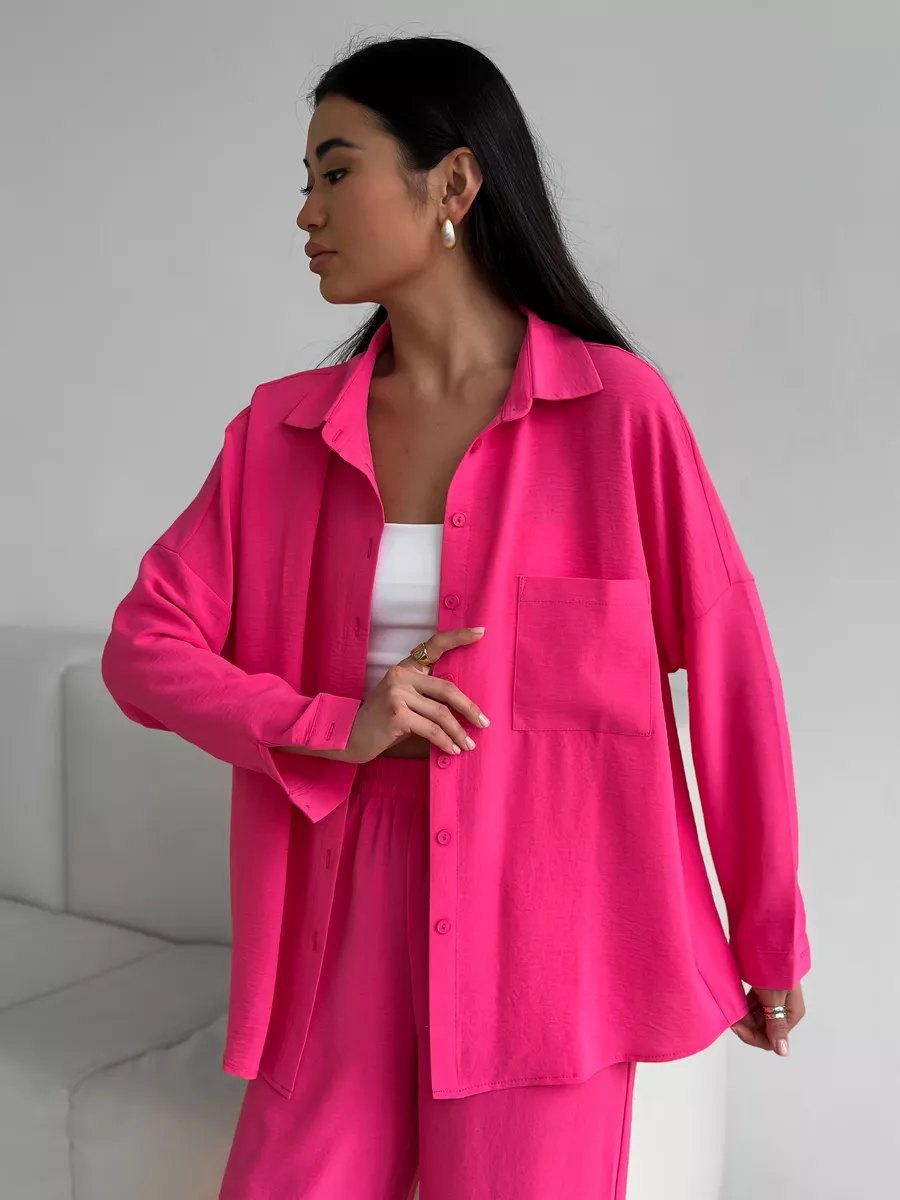 Damen lässige Bluse im Oversized-Stil mit Taschen ModeGeist