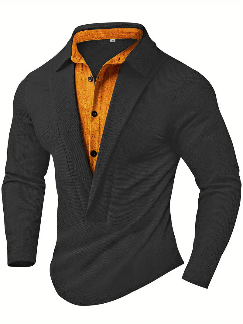 Herren Elegantes Langarmhemd mit modernem Kragen und texturiertem Design ModeGeist
