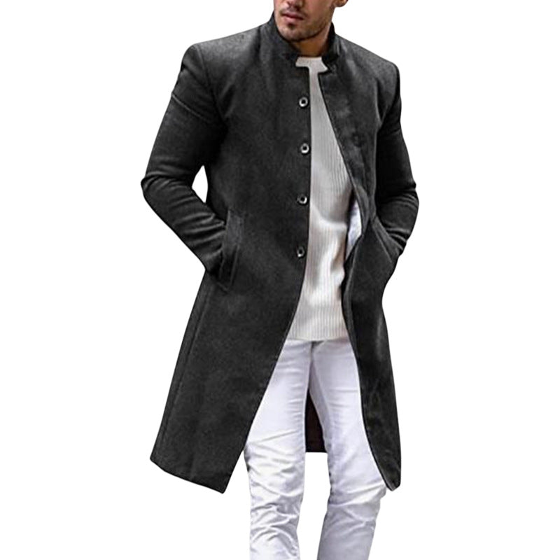 Herren eleganter Langmantel mit schmalem Schnitt und hohen Kragen ModeGeist