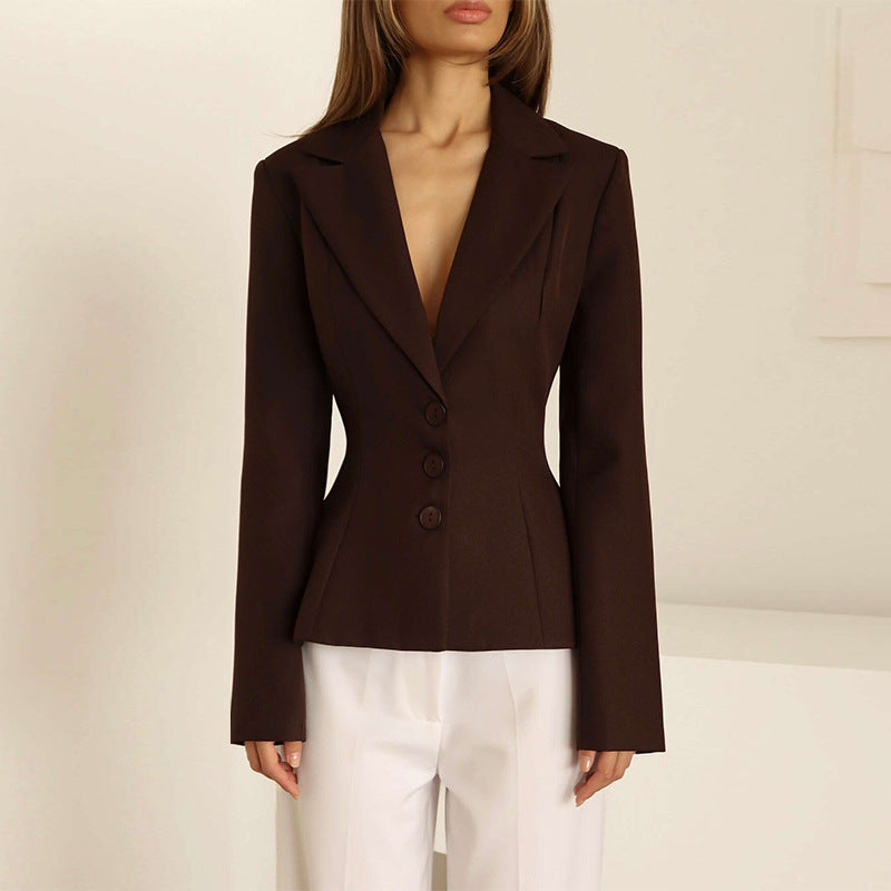 Damen taillierter Blazer mit elegantem Revers ModeGeist